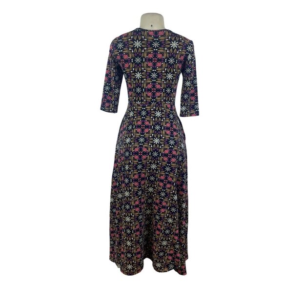 Mata Traders Womens Floral Organic Cotton Midi Dress Black Multicolor Size XS - Picture 3 of 7